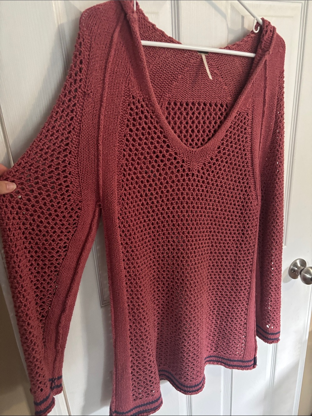 Free People Rosewood Crochet Hooded Tunic